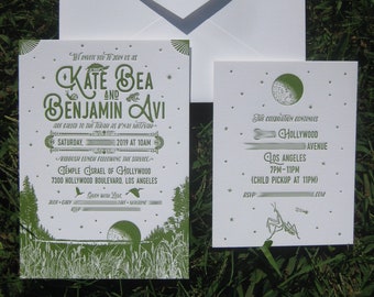 Autumn Night Letterpress B'nai Mitzvah Party Invitations