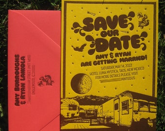 Luna Mystica Letterpress Wedding Invitation (customizable with venue)