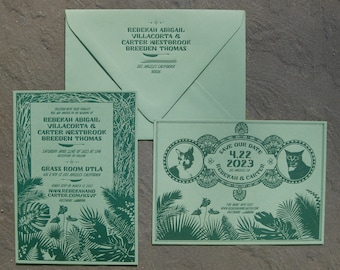 Ferns & Fronds Custom Letterpress Wedding Invitation Suite