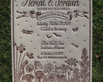 Rosemary & Basil (with Fairytale details) Letterpress Wedding Invitations