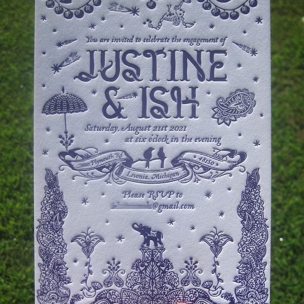 Eclectic Celebration Custom Letterpress Wedding Invitations