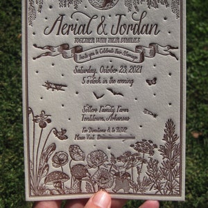 Rosemary & Basil (with Fairytale details) Letterpress Wedding Invitations