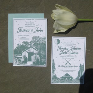 Southern Chic Wedding Letterpress Invitation Suite with Custom Venue image 1