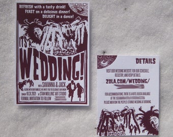 Retro Sci-fi Letterpress Wedding Invitation Suite