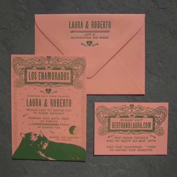 The Lovers Tarot Card Custom Letterpress Wedding Invitation Suite