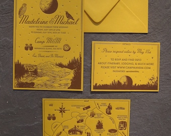 The Perfect Moonrise Kingdom Letterpress Wedding Invitation Suite