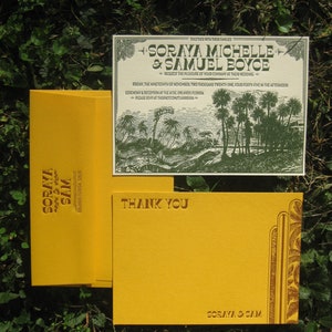 Vintage Florida Letterpress Wedding Invitation Suite