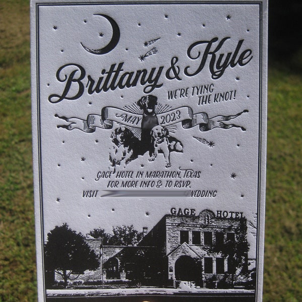 Southern Chic with Custom Venue Wedding Letterpress Invitation Suite