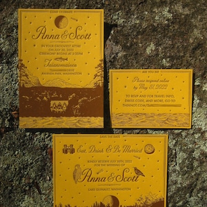 The Perfect Wes Anderson themed Letterpress Invitation Suite