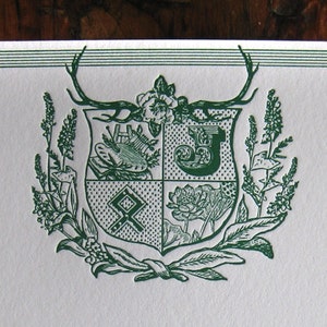 Modern Family Crest Custom Letterpress Notecards image 1