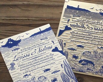 Mermaids & Sea Fauna Wedding Brunch Invitation or Save the Date