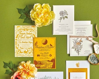 The Perfect Moonrise Kingdom Letterpress Wedding Invitation Suite **as seen in Engaged Magazine**