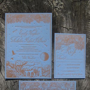Miami Palms Letterpress Wedding Invitation Suite