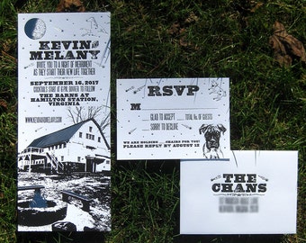 Customize this Letterpress Wedding Invitation Suite with YOUR Wedding Location!