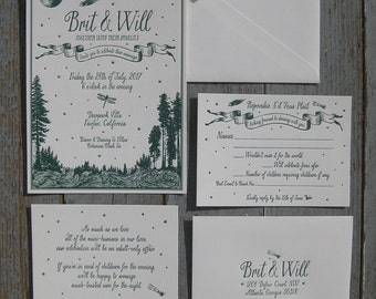 Simply Rustic Perfect Custom Letterpress Wedding Invitation Suite