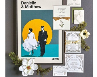 Stunning Art Nouveau **as seen in Engaged Magazine** Letterpress Wedding Invitation Suite