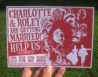 Vintage Horror Letterpress Wedding Invitations