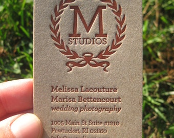 250 Custom Letterpress Business Cards with Your Logo