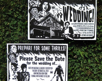 Horror Movie Poster Letterpress Wedding Invitation & Save the Date