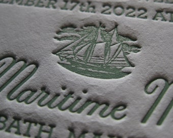 Coastal Maine Classic Letterpress Wedding Invitation Suite