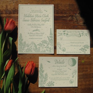 Rosemary & Basil Custom Letterpress Wedding Invitation Suite