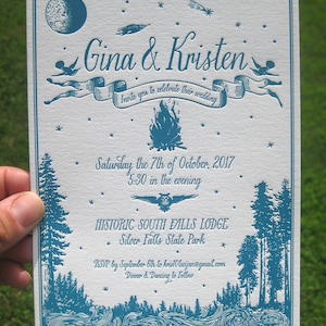 Simply Rustic with Campfire Letterpress Wedding Invitation