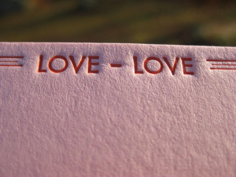 Retro LOVE LOVE Letterpress Stationery Set image 6