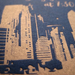 Customizable City Skyline Letterpress Wedding Invitation Suite image 2