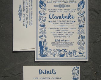New England Love Custom Letterpress Wedding Invitation Suite