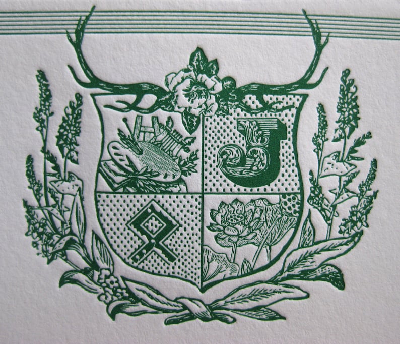 Modern Family Crest Custom Letterpress Notecards image 2