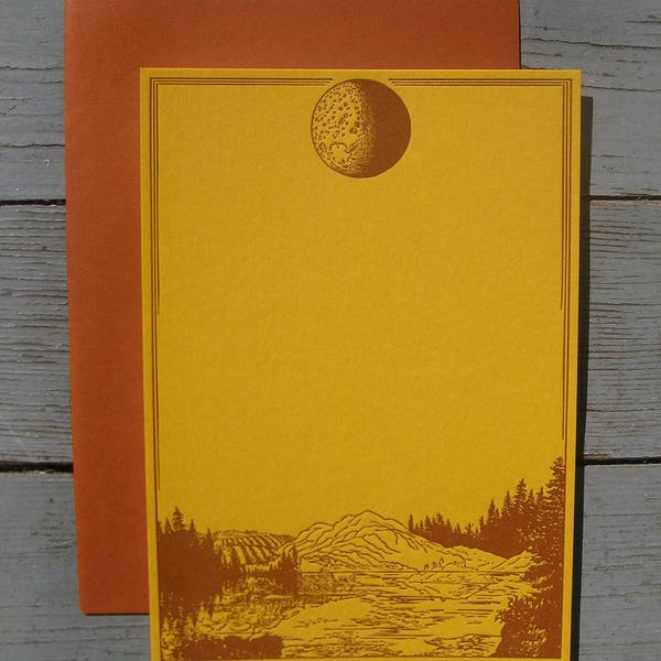 Mountains at Dusk Moonrise Kingdom inspired Letterpress Card