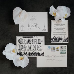 NYC Letterpress Wedding Invitations *Customize with your City & Hand drawn names!