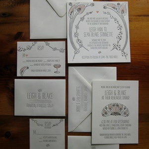 Stunning Art Nouveau Letterpress Wedding Invitation Suite