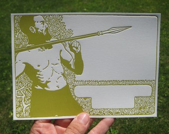 Hunter in Foliage Letterpress Stationery Notecard Set of 5