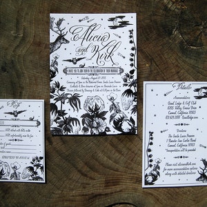 Nighttime in Nature Custom Letterpress Wedding Invitation Suite image 1