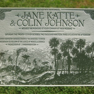 Vintage Florida Letterpress Wedding Invitations
