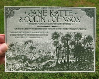 Vintage Florida Letterpress Wedding Invitations