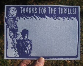 Horror Movie Inspired Letterpress Thank You Notecard