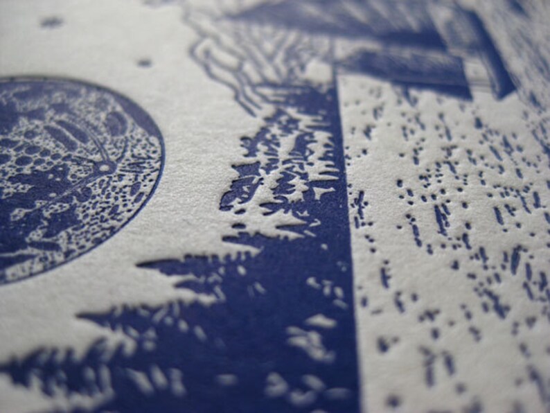 Nightime Sail Custom Letterpress Birth Announcements