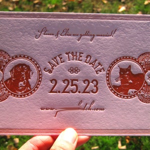 Royal Love Custom Letterpress Save the Dates (with custom pet portraits)