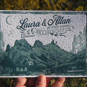 Hikers Paradise Custom Letterpress Wedding Invitations