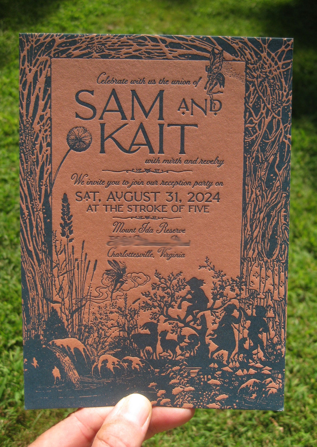 Midsummer Night's Dream Mystical Letterpress Wedding Invitation