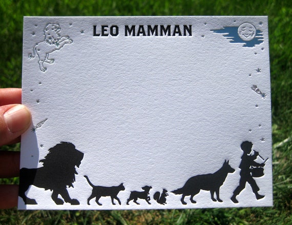 Vintage Children's Book Influenced Personal Letterpress Stationery for Baby