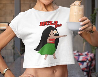 Hula Girl Crop Top: Aloha Tropical Hawaii Summer Shirt