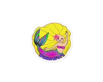 Blonde Mermaid Sticker: Hawaiian Vinyl Decal - Island Vibes