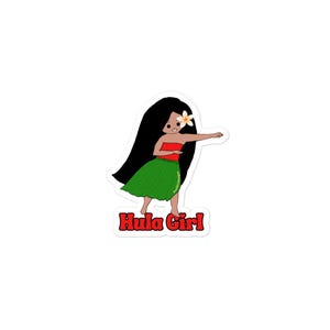 PuaGirl Hula Girl Sticker 3&quot;x3&quot; – Cute Hawaii Dance Decal, Hawaiian Wahine Vinyl Sticker