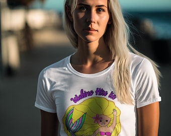 Blonde Mermaid Hawaii T-Shirt: Wahine Hi’u i’a PuaGirl Design