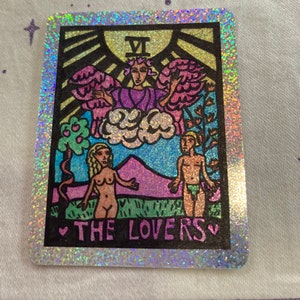 The Lovers Tarot Art Glitter Vinyl Sticker