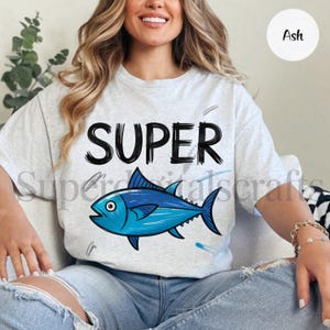 Tuna Fish PNG – Super Tuna Digital Design – Funny Fish Graphic for Sublimation – Cute Ocean Animal PNG File – Instant Download