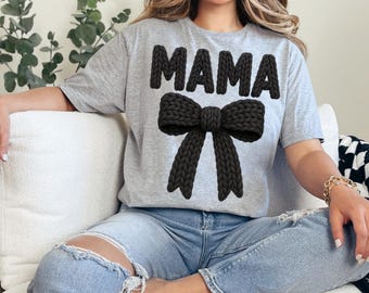 Coquette Mama PNG, Faux Yarn Knitted Letters, Sublimation Design (Digital Download)